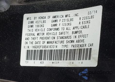 2014 Honda Accord Sport из США, поврежденный, VIN 1HGCR2F56EA163014